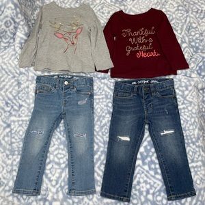 Cat & Jack Girls 2T Pants and Long Sleeve Shirts